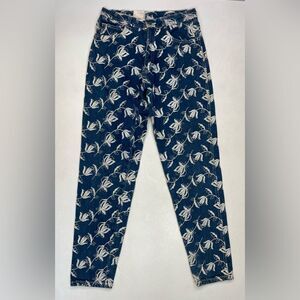 VINTAGE Jeanjer All Over Embroidered Flower Denim Jeans Women Size 25 Blue